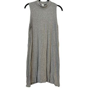 Honeylee Heather Mock Neck Jersey Knit Rayon Blend Tank Dress Gray Large